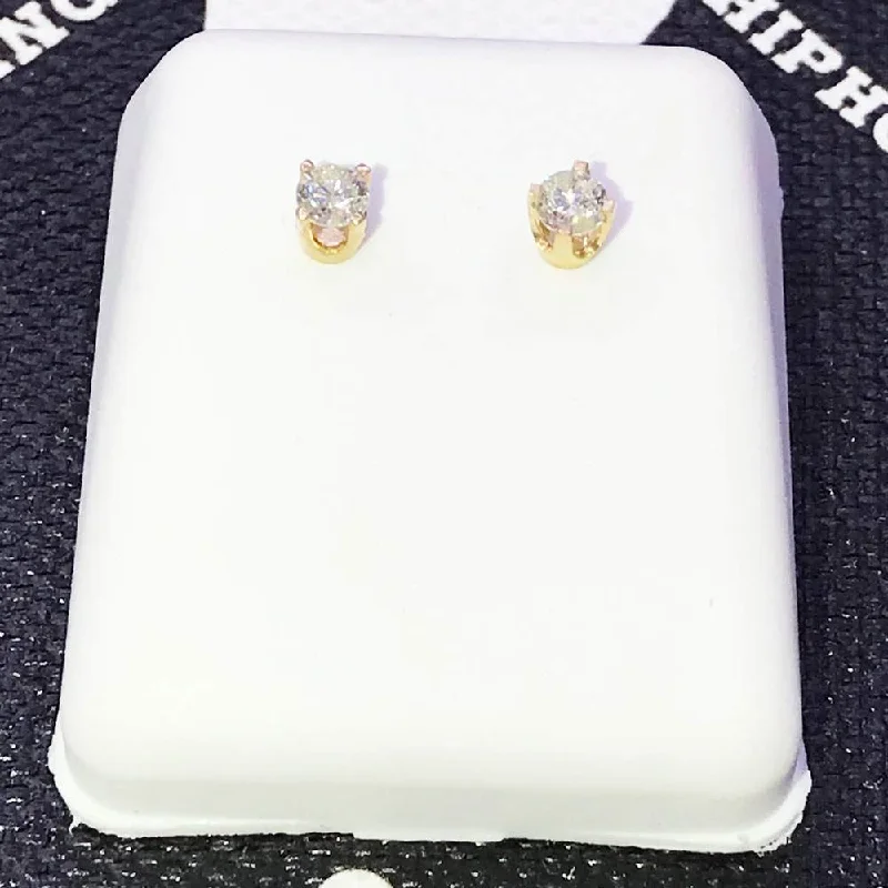 Earrings Wear Guide-Round Cut Stud Diamond Earrings .20cttw 14K Yellow Gold