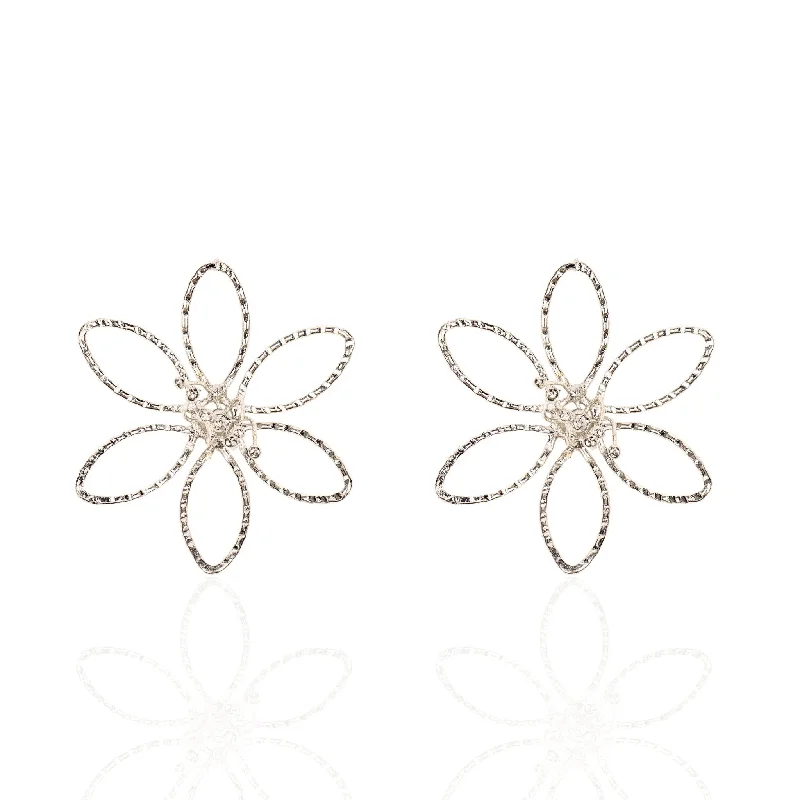 Earrings For Deep Ears-Daisy Earrings - Silver