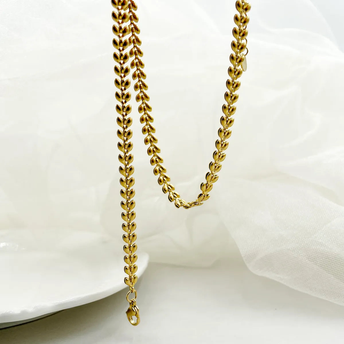 Necklaces For Folk Vibes-Casual Simple Style Leaf Stainless Steel Polishing Plating Gold Plated Necklace