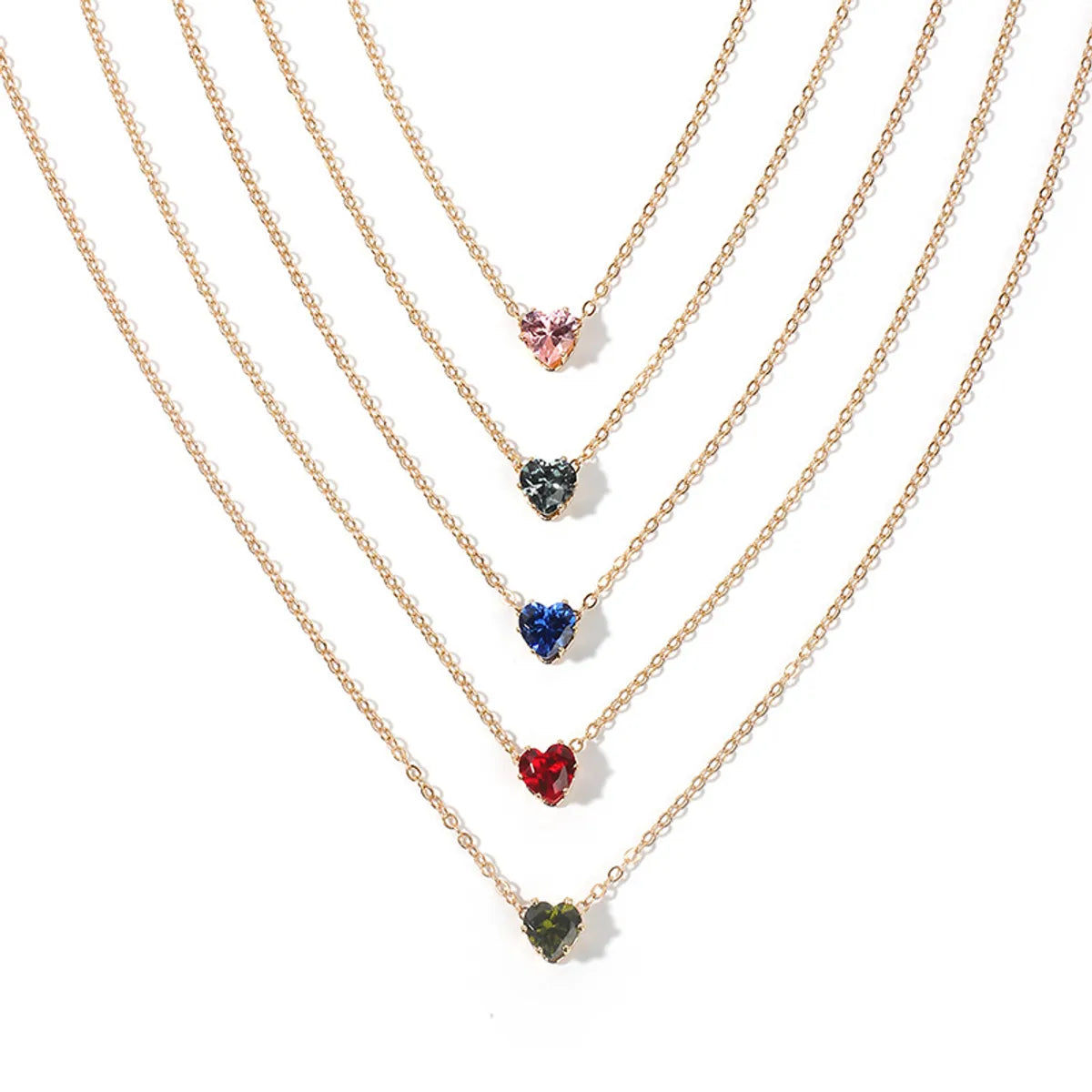 Necklaces For Chill Style-New Products Simple Alloy Chain Crystal Necklace Color Fashion Heart-shaped Zircon Clavicle Chain Wholesale Gooddiy