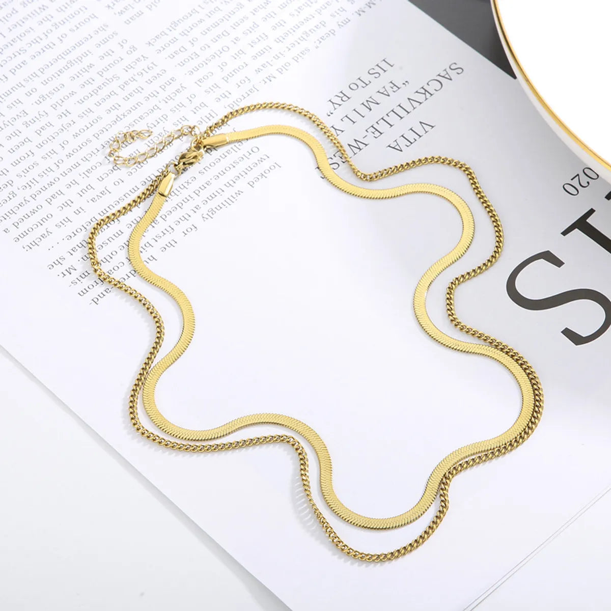 Super Bold Necklaces-Titanium Steel Hip-Hop Geometric Solid Color Plating Layered Necklaces