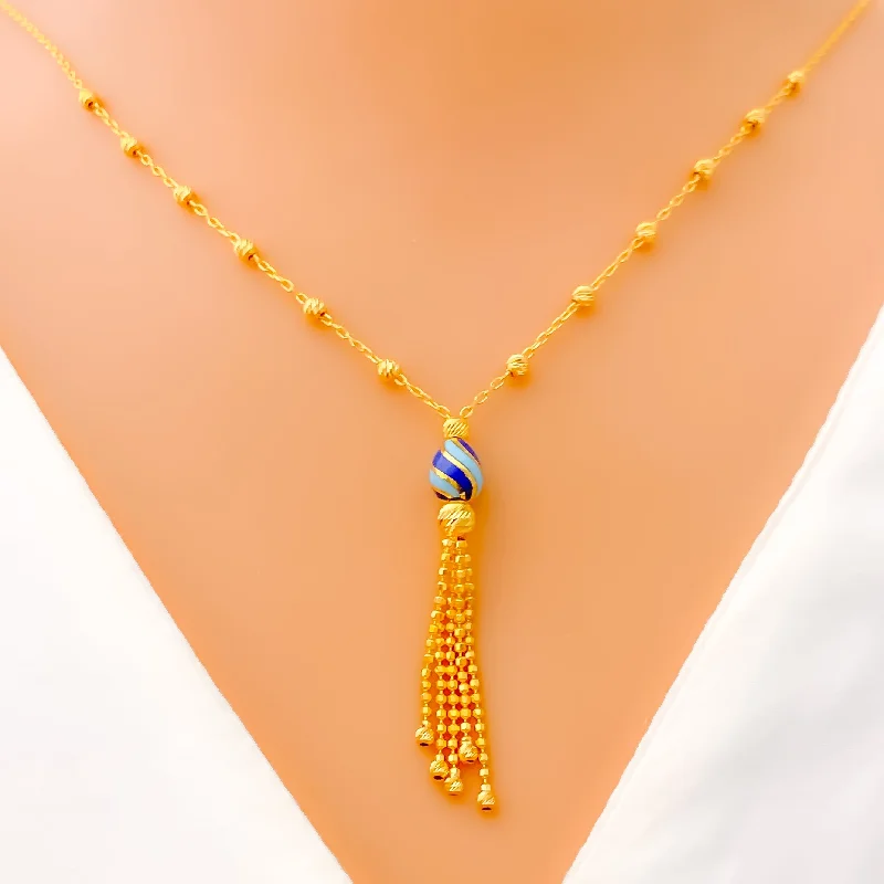 Necklaces For Mild Looks-Ethereal Dangling Chain 21k Gold Necklace