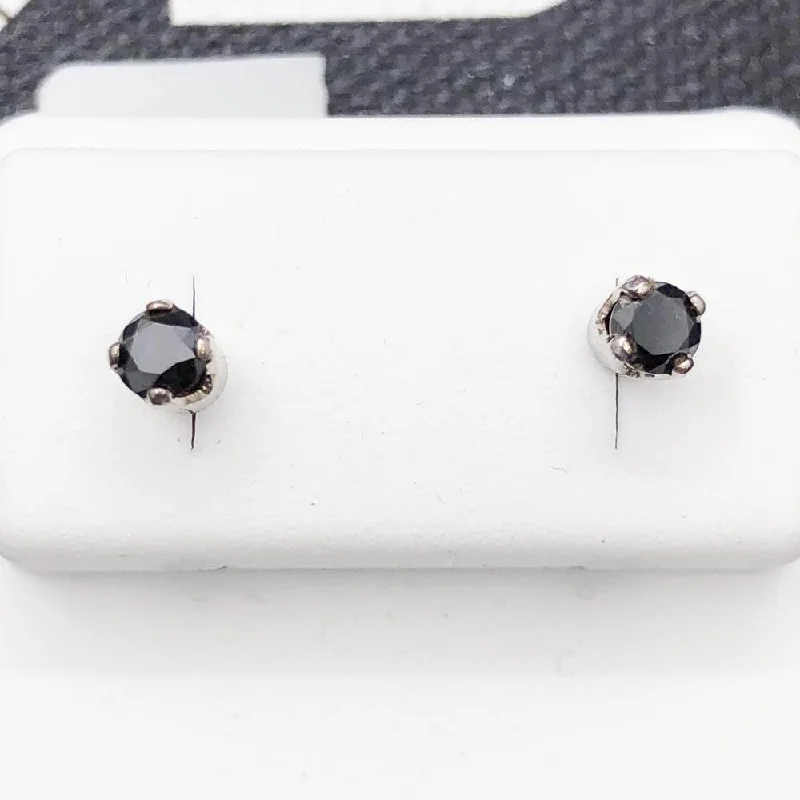 Earrings Gleam Types-Black Diamond Stud .44cttw Earrings .925 Silver