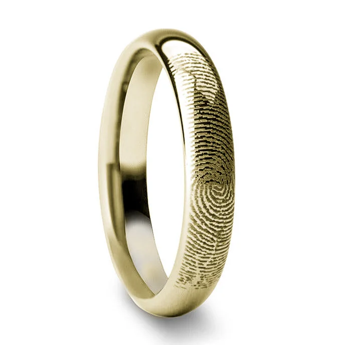 Rings Gauge Ratings-Custom Fingerprint Engraved Gold Plated Tungsten Women's Ring