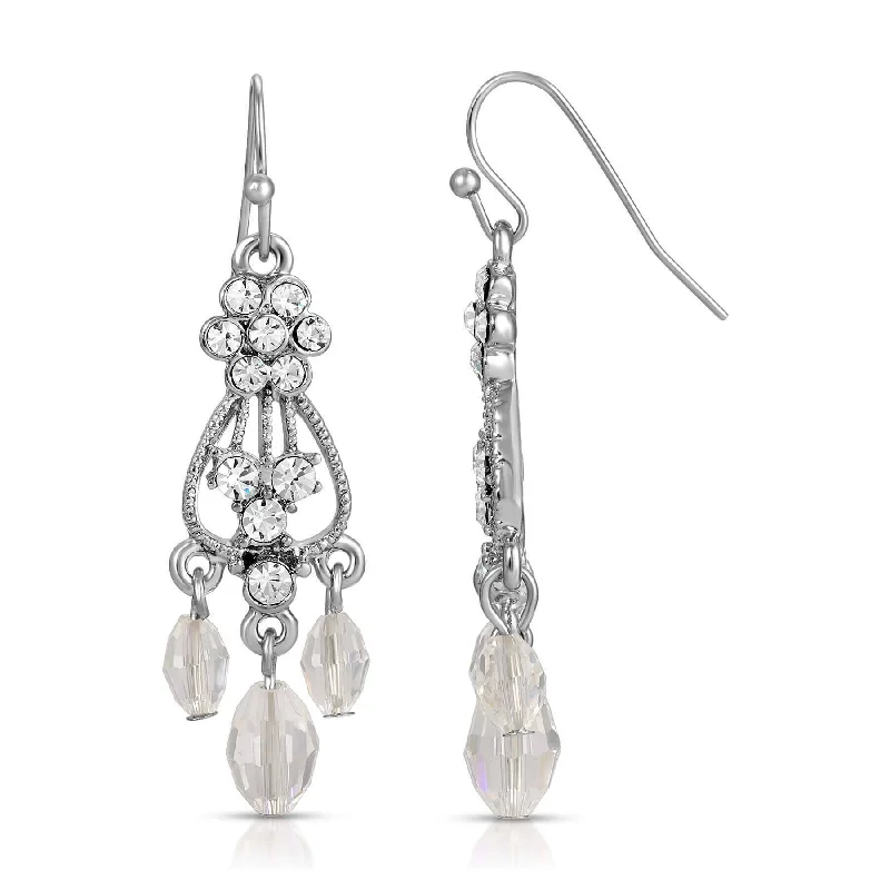 Earrings For Ear Vets-1928 Jewelry Crystal Flower Beaded Drop Chandelier Earrings