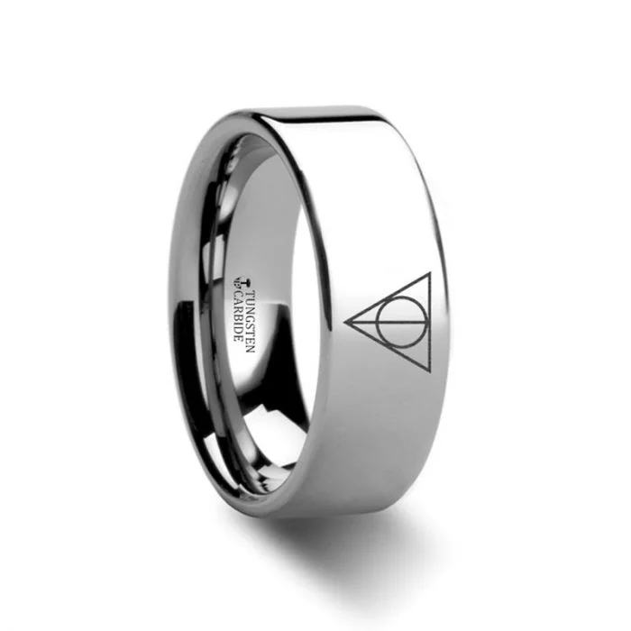 Rings With Topaz Spark-Harry Potter Deathly Hallows Tungsten Men's Wedding Band