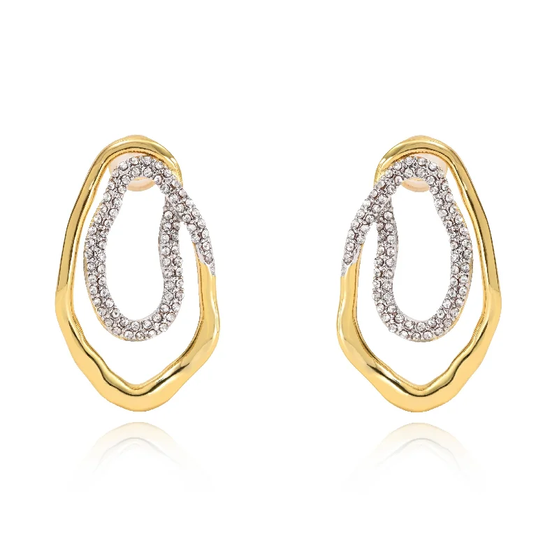 Earrings For Mild Wear-Harper Two Tone Pave Earring