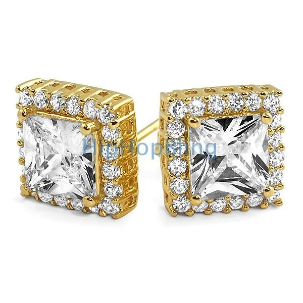 Earrings For Faint Spark-Princess Bling Border CZ Earrings