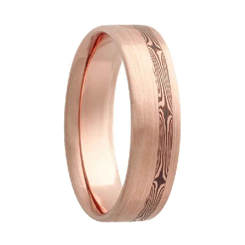 Rings Renewal Hacks-Mokume Gane Inlay 14k Rose Gold Wedding Band