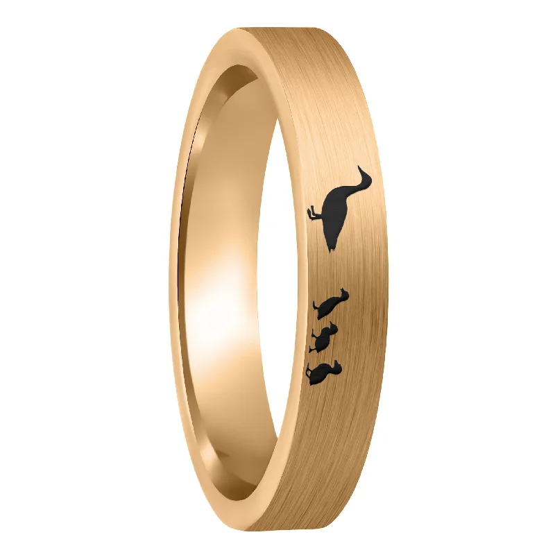 Rings Comfort Hacks-Duck Ducklings Brushed Rose Gold Tungsten Women's Wedding Band