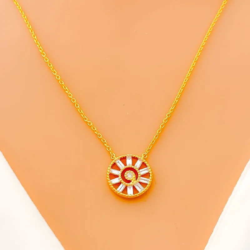 Necklaces For Tween Years-Radiant Round Diamond + 18k Gold Necklace Set