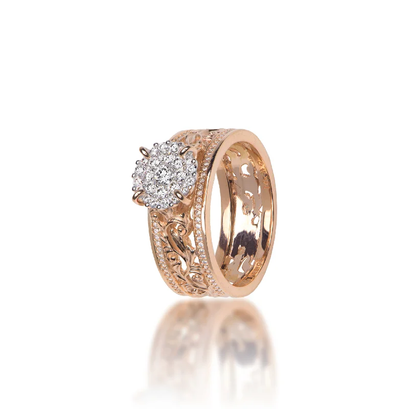 Rings Brilliance Tests-Living Heirloom Engagement Ring in Rose Gold with Diamonds - 7mm