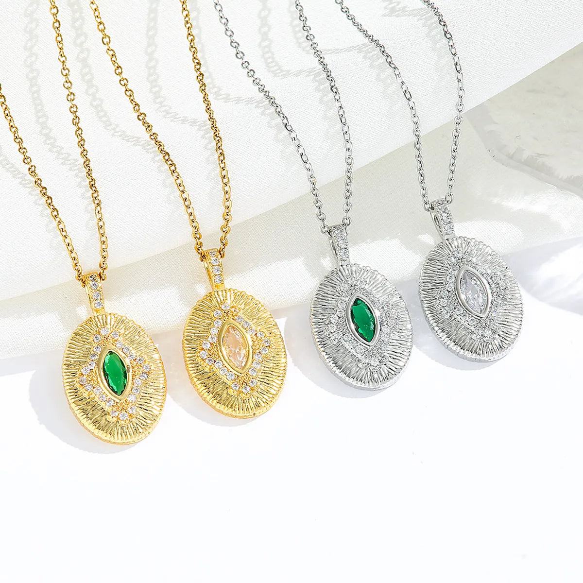 Necklaces For Sand Glow-Stainless Steel Gold Plated Silver Plated Casual Commute Oval Inlay Zircon Pendant Necklace