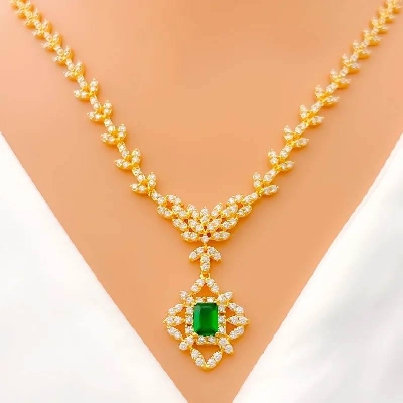 Necklaces Surety Info-Graceful Classic Vintage Diamond + 18k Gold Necklace Set