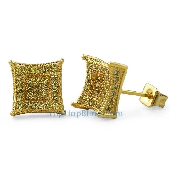 Earrings For City Glow-3D Box Kite L Lemonade CZ Micro Pave Earrings