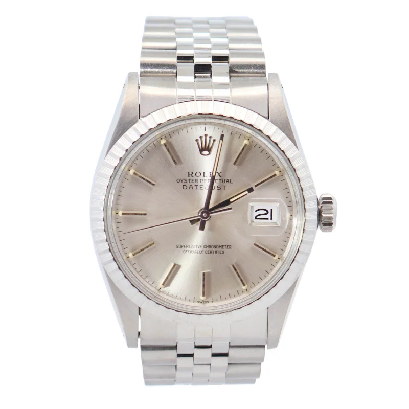 Watches For Soft Wrists-Watches For Heart Shapes-Rolex Datejust 36mm Silver Dial Watch Ref# 16030