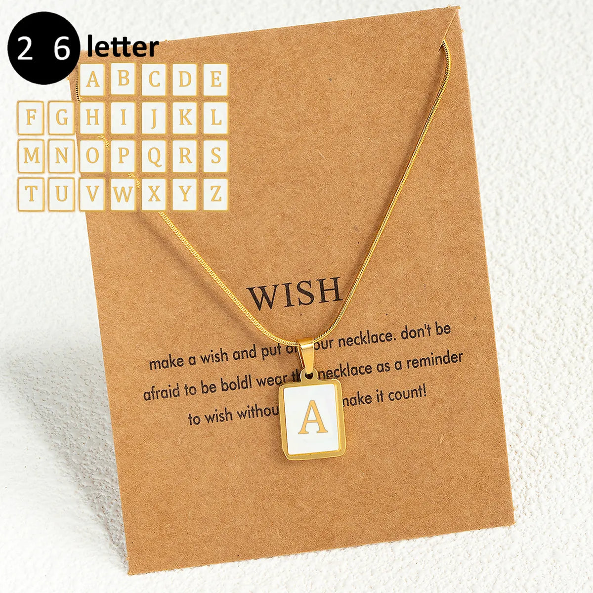 Best Rich Necklaces-Luxurious Letter Stainless Steel Plating Inlay Shell 18k Gold Plated Pendant Necklace