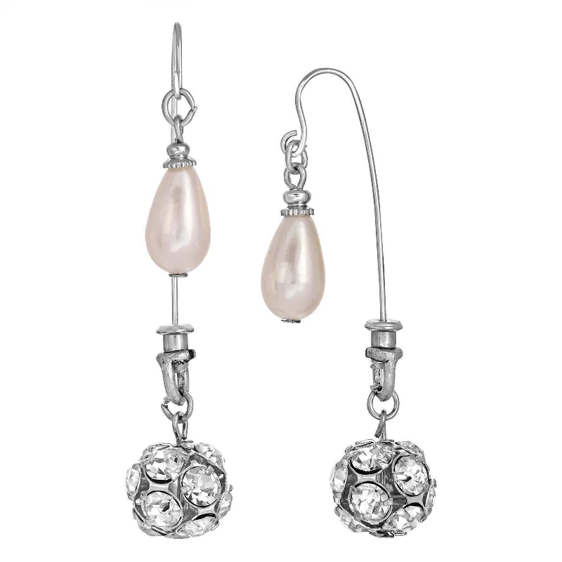 Earrings For Huge Fun-1928 Jewelry Faux Pearl & Crystal Fireball Drop Earrings