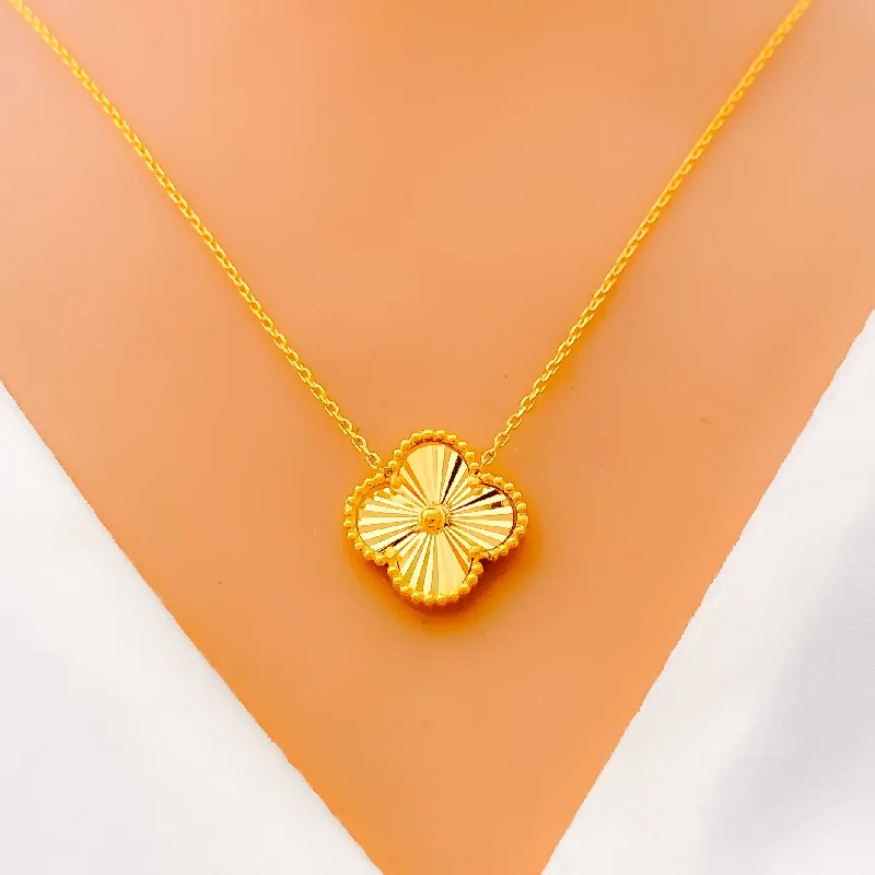 Necklaces For Soft Shine-Medium Single Clover 21k Gold Necklace Set