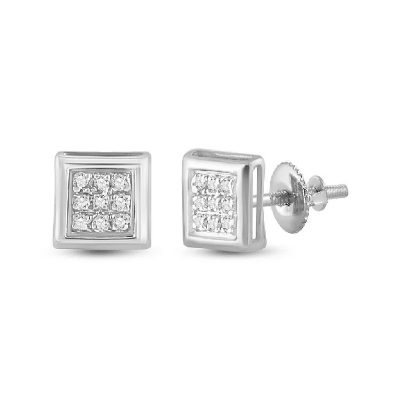 Earrings For Strong Glow-Box Micro Pave Diamond Earrings 10K Gold