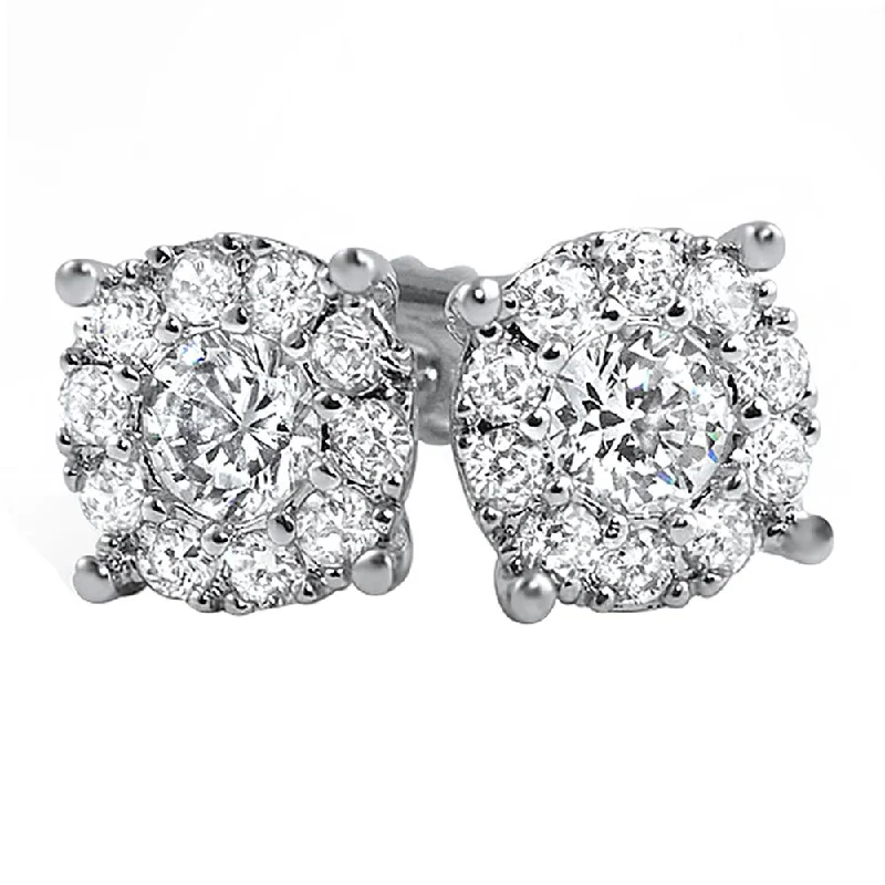 Earrings Wear Tips-Solitaire Cluster 1.50cttw VVS Moissanite Earrings .925 Sterling Silver