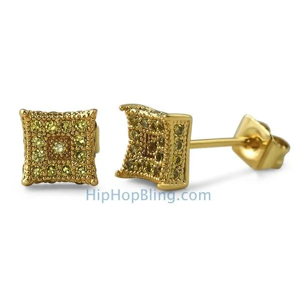 Earrings For Thin Glow-3D Box Kite S Lemonade Micro Pave CZ Earrings