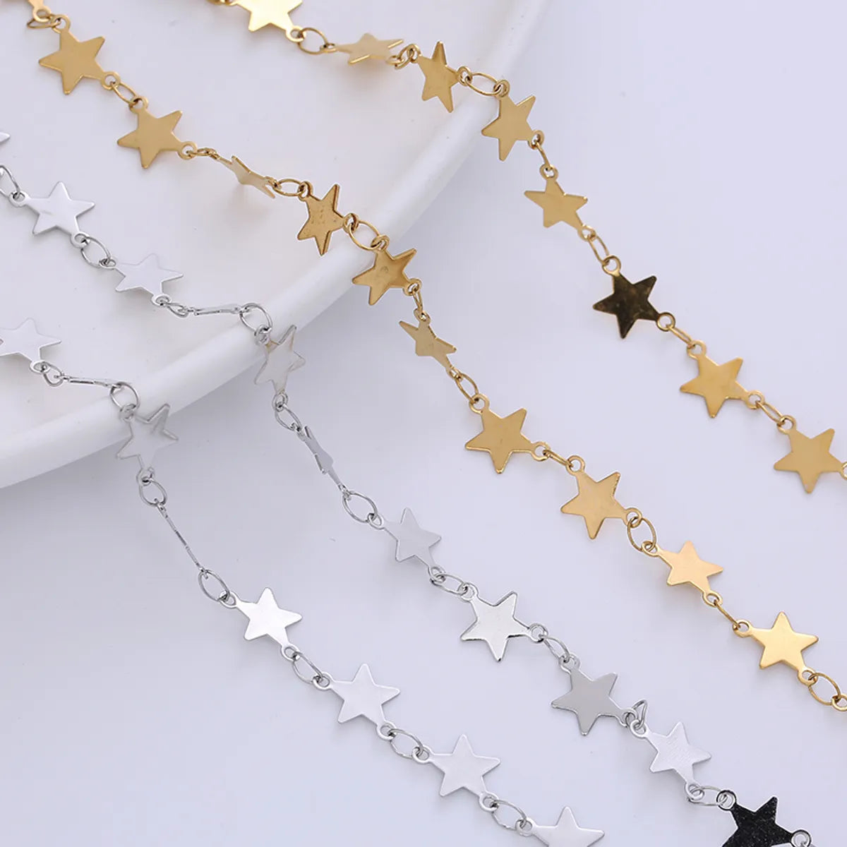 Necklaces For Stormy Days-Simple Style Star Stainless Steel Plating Chain Choker