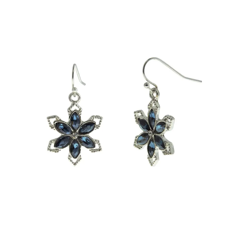 Earrings For Deep Shine-1928 Jewelry Montana Blue Snowflake Crystal Drop Earrings