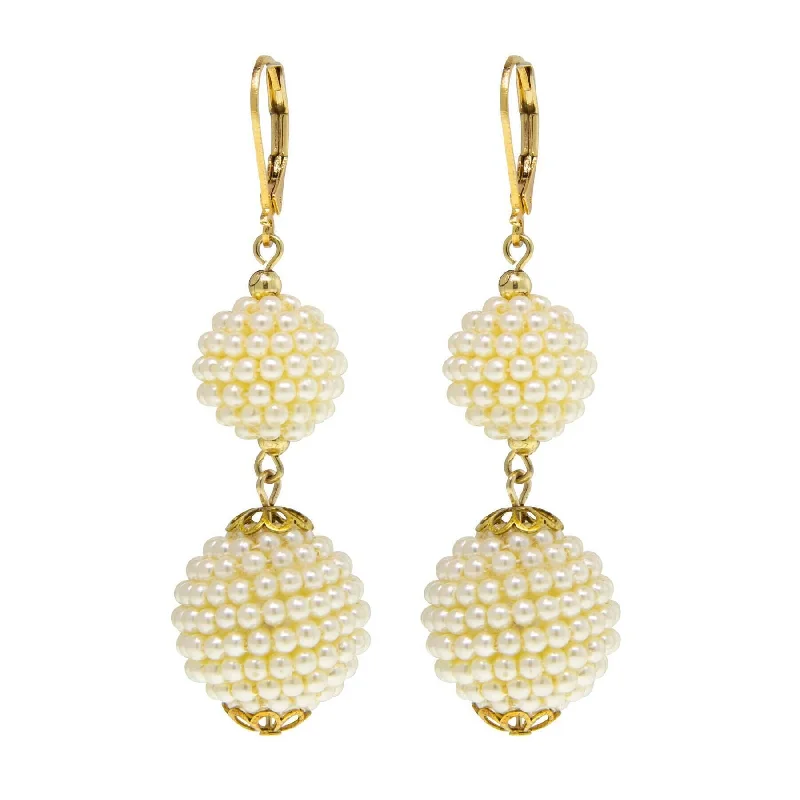 Earrings For High Pop-1928 Jewelry Double Seeded Faux Pearl Drop Ball Earrings