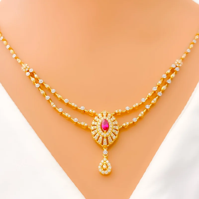 Necklaces Sale Offers-Twinkling Flawless Marquise Diamond + 18k Gold Necklace Set