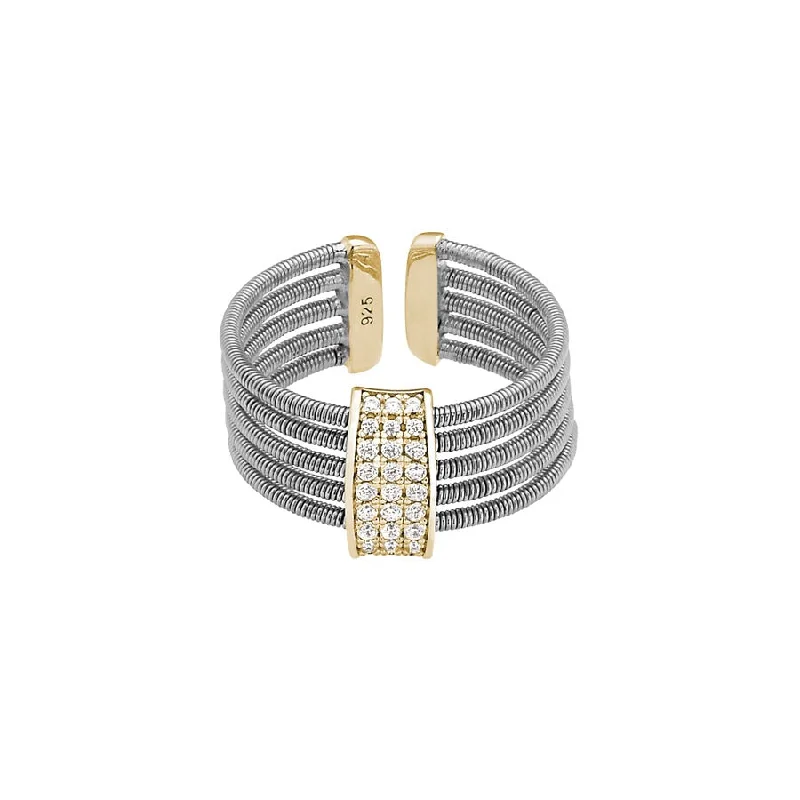 Rings For Eclectic Mixes-Flexible Cable Women's Ring with Synthetic Diamonds