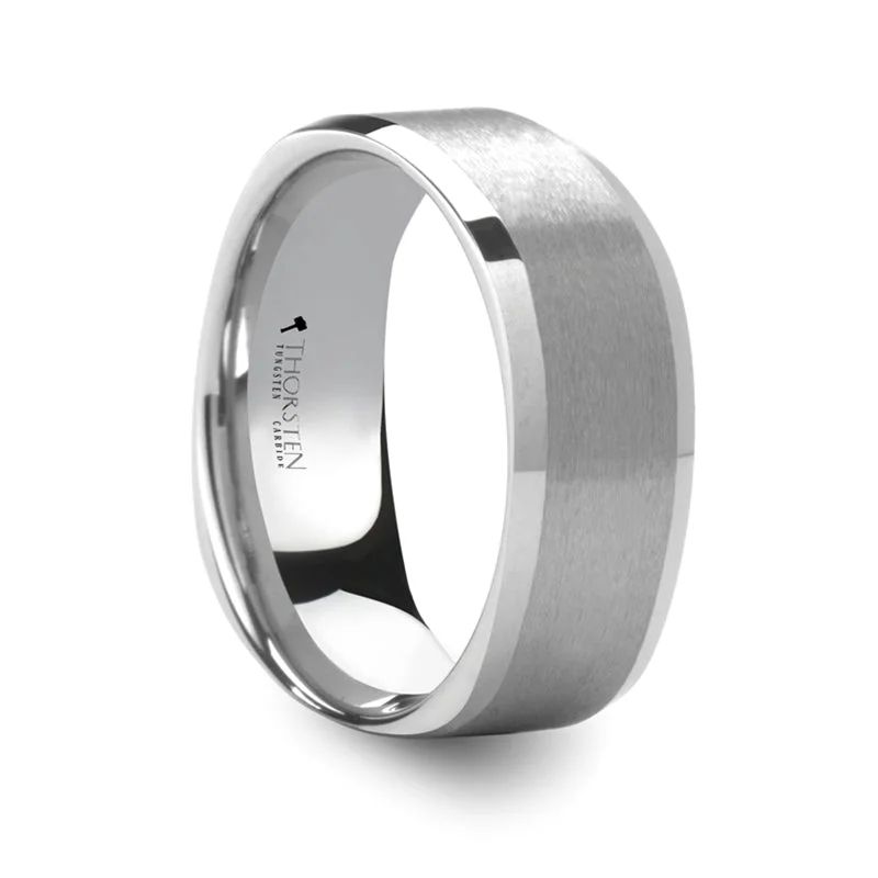 Rings For Bold Sets-Square White Tungsten Men's Wedding Band