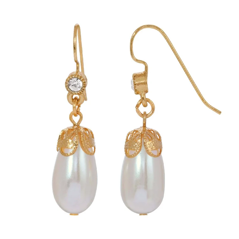 Earrings Build Reviews-1928 Jewelry Faux Pearl And Crystal Accent Drop Earrings