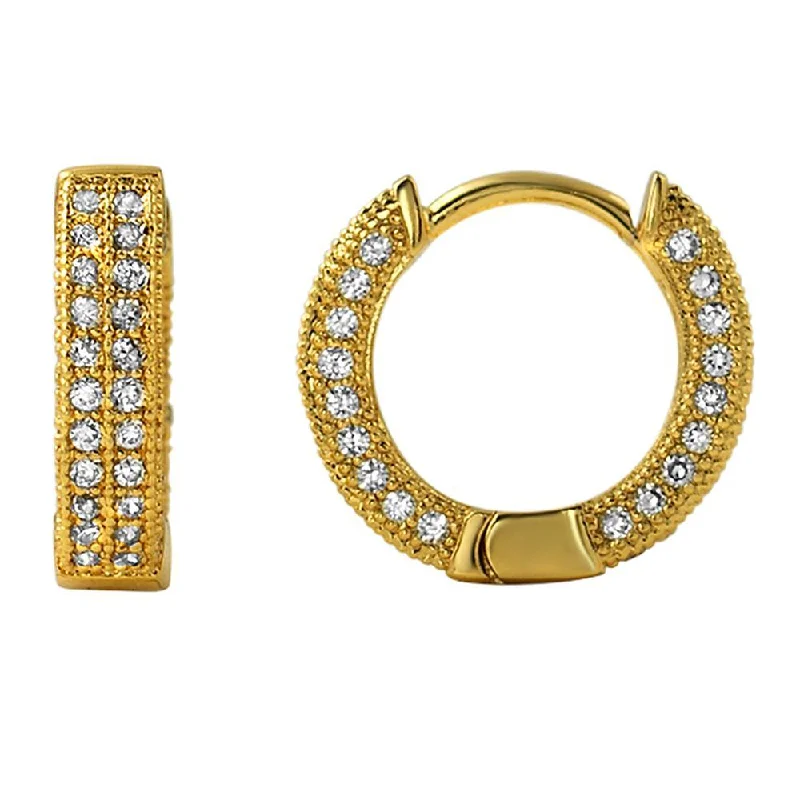 Earrings For Infants-3D Hoop Earrings Gold CZ Micro Pave