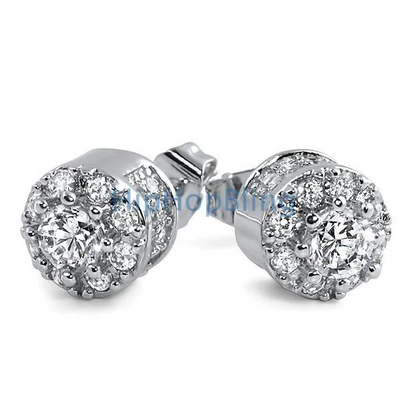 Earrings Beam Test-3D Cluster CZ Bling Bling Earrings Micro Pave