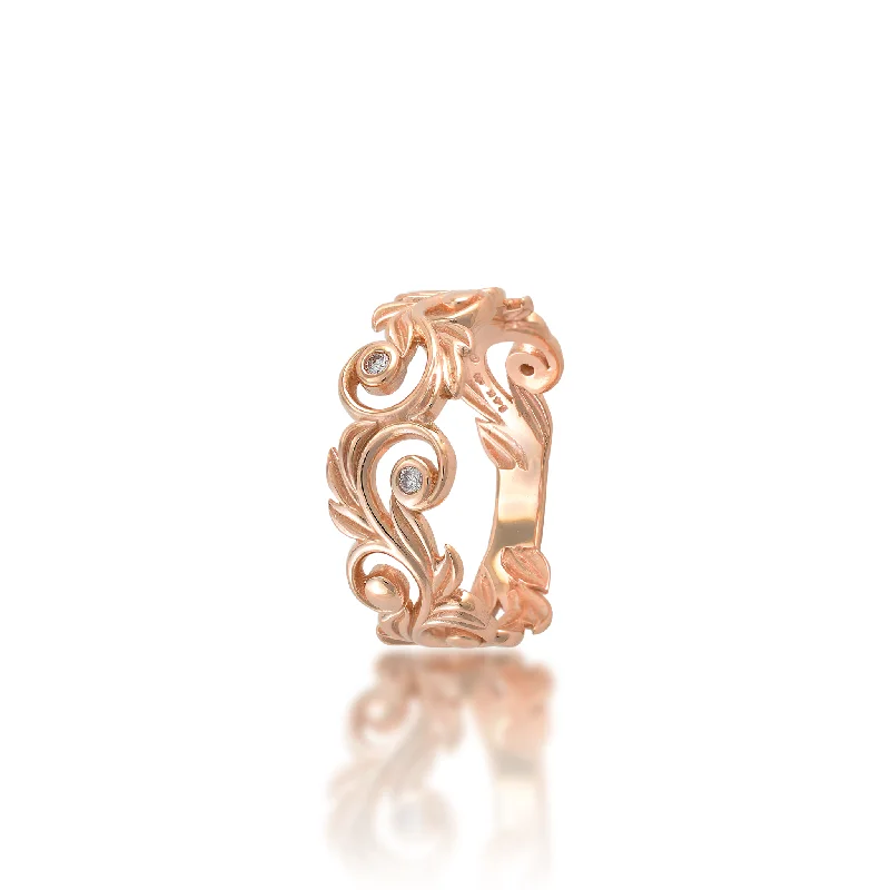 Elite Rings For Instant Glam-Living Heirloom Ring in Rose Gold with Diamonds - 8mm