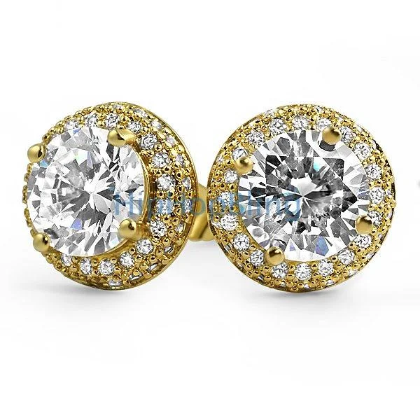 Clean Earrings For Charm-Solitaire Center Micro Pave Border CZ Earrings