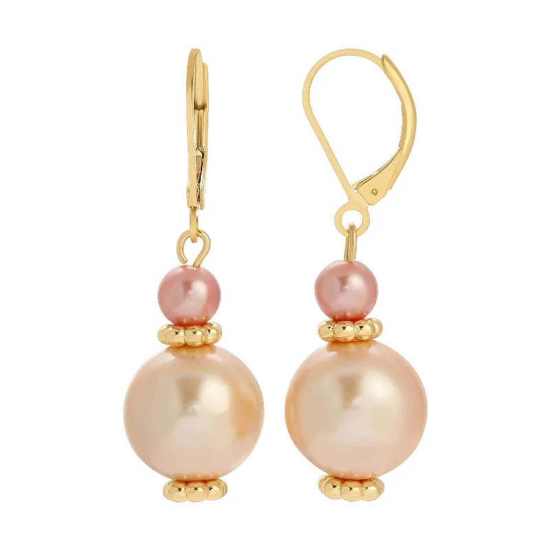 Earrings Use Hints-1928 Jewelry Rosabella Raspberry & Champagne Faux Pearl Drop Earrings