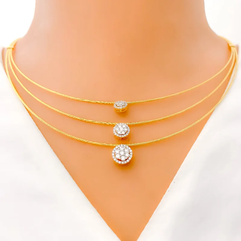 Necklaces Pick Advice-Chic Floral Diamond + 18k Gold Necklace Set