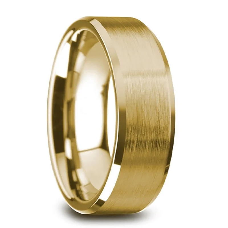 Rings For Gala Glow-Classic Brushed Gold Tungsten Men's Wedding Band