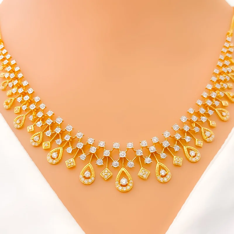 Micro Necklaces For Calm-Eternal Radiant Drop Diamond + 18k Gold Necklace Set