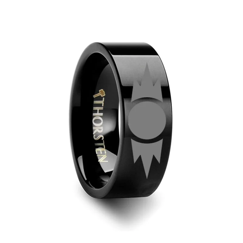 Rings Flash Discounts-Star Wars Sith Emblem Black Tungsten Wedding Band