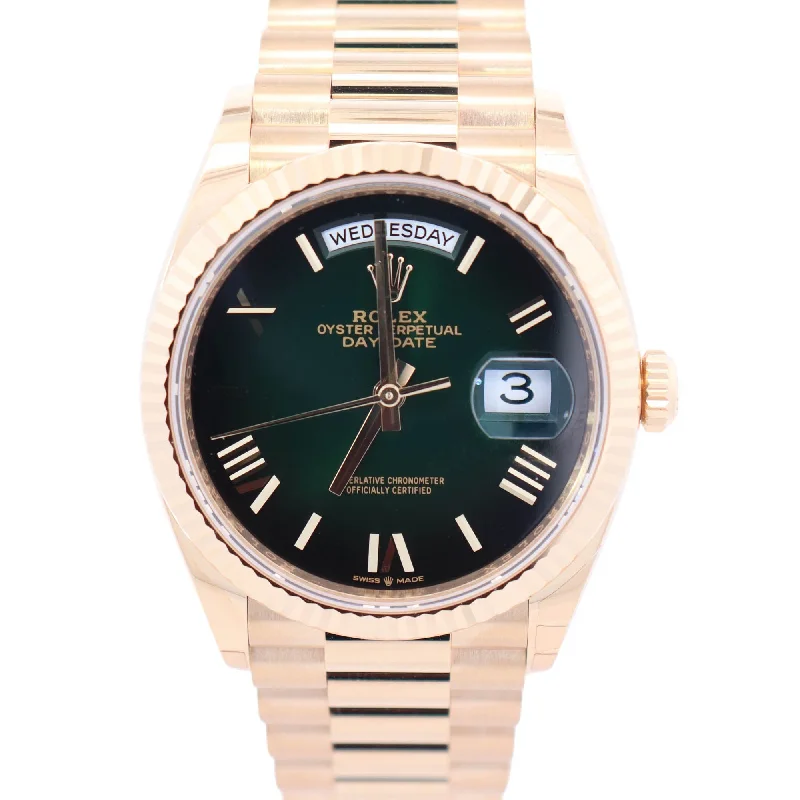 Watches Bulk Options-Watches Weight Tips-Rolex Day-Date 36mm Green Ombre Dial Watch Ref# 128238