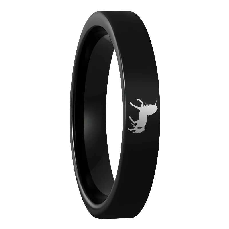 Best Opulent Rings-Unicorn Black Tungsten Women's Wedding Band