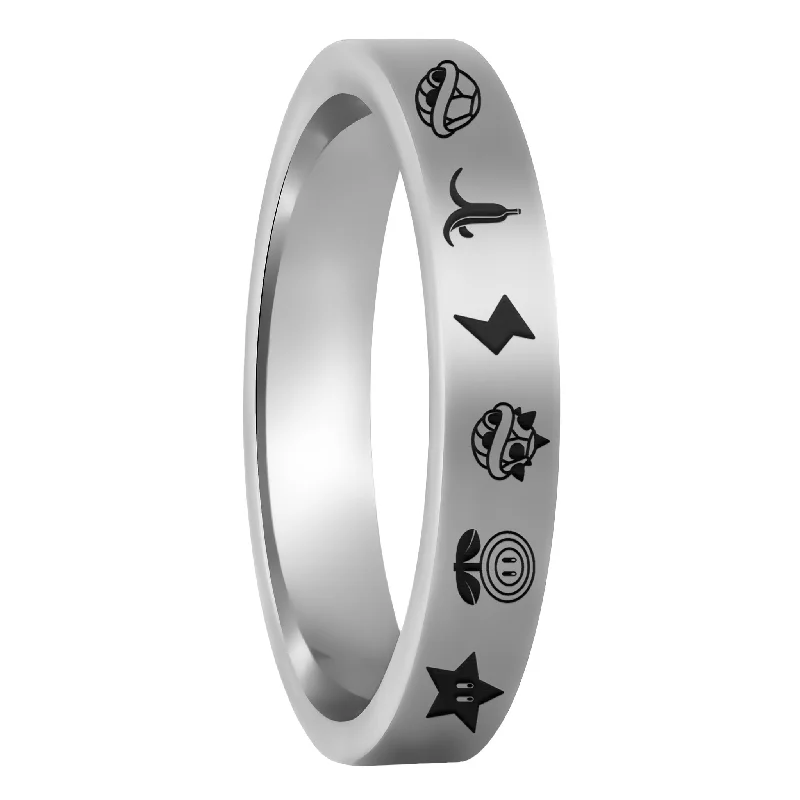 Rings Steal Reviews-Mario Kart Items Tungsten Women's Wedding Band