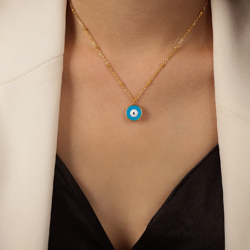 Blue Glaze Gold Necklace-39 5cm