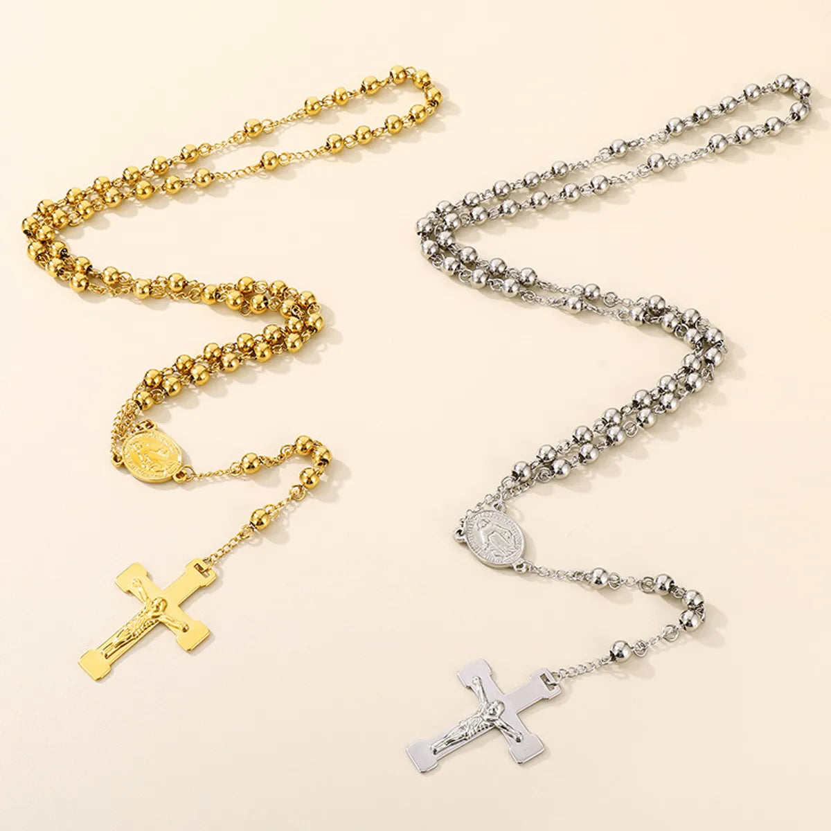 Hip Necklaces For Trends-Ethnic Style Cross Stainless Steel Titanium Steel Plating Pendant Necklace