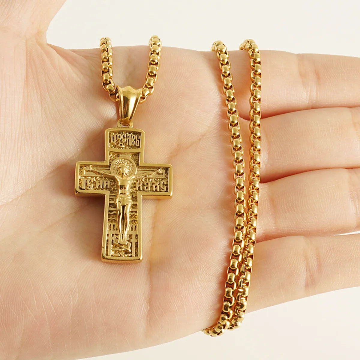 Necklaces For Dry Glow-Stainless Steel Titanium Steel Gold Plated Simple Style Classic Style Cross Plating Pendant Necklace