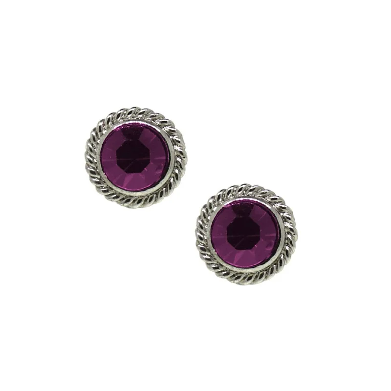 Max Beam Earrings-1928 Jewelry Purple Round Button Stud Earrings