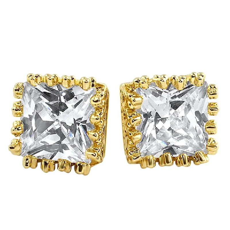 Earrings Bargain Deals-Crown Princess Cut CZ Earrings